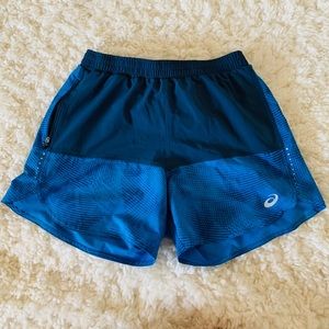 Men’s ASICS running shorts size small blue